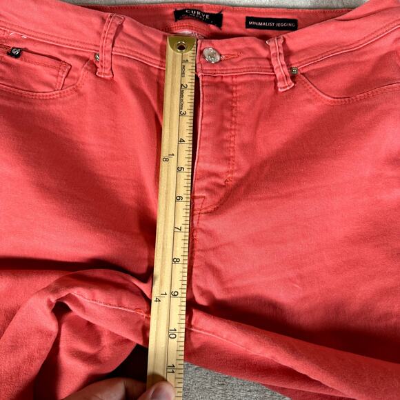 Curve Appeal Pants Women 10 Red Minimalist Jegging Chino Denim Flat Front Skinny - Picture 9 of 10